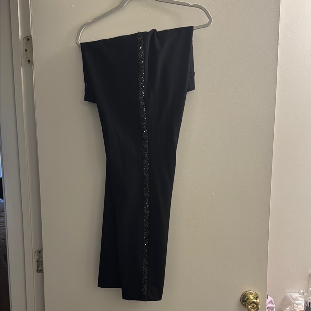 Lane Bryant Black Sequin Stripe Tuxedo Pants